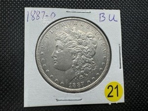 lot 21 image: 1887-O Morgan Silver Dollar Marked BU When Purchased