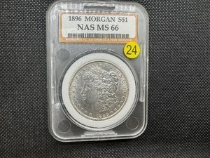 lot 24 image: 1896 Morgan Silver Dollar NAS Graded MS66