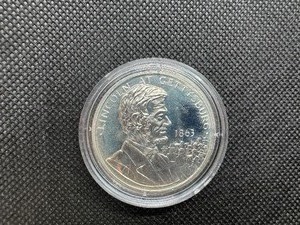 lot 55 image: 1986 Statue of Liberty Centennial Lincoln at Gettysburg 1863 90% Silver Proof Medal