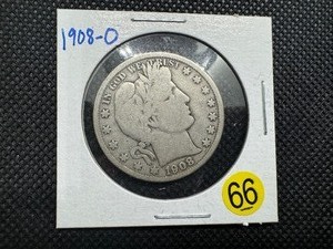 lot 66 image: 1908-O Silver Barber Half Dollar