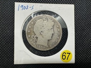 lot 67 image: 1908-S Silver Barber Half Dollar
