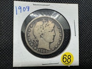 lot 68 image: 1909 Silver Barber Half Dollar