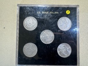 lot 2 image: Set of Five New Orleans Mint Silver Morgan Dollars 1879-O, 1880-O, 1881-O, 1882-O, and a Mint State 1883-O