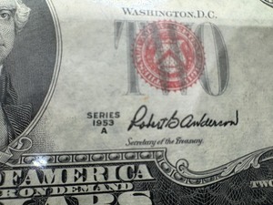 lot 92 image: Red Seal Two Dollar Bill 53 Series A