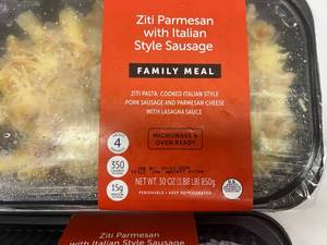 lot 219 image: G. 2x 1.69lbs Family Meal Ziti Parmesan wItalian Sausage(Target)