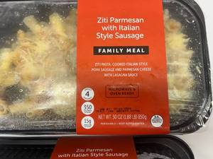 lot 220 image: G. 2x 1.69lbs Family Meal Ziti Parmesan wItalian Sausage(Target)