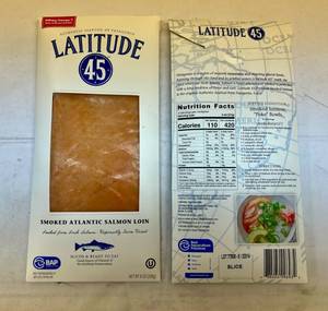 lot 6 image: E. 2x 8oz Latitude 45 Smoked Atlantic Salmon-Sliced & Ready to Eat