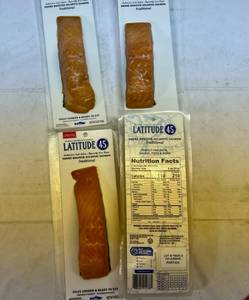 lot 26 image: E. 4x 4oz 45 Latitude 45 Smoke Roasted Atlantic Salmon-Ready to Eat