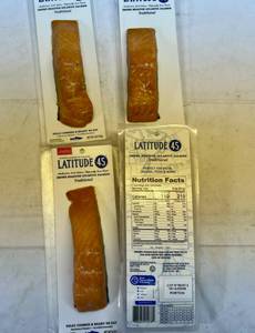 lot 27 image: E. 4x 4oz 45 Latitude 45 Smoke Roasted Atlantic Salmon-Ready to Eat