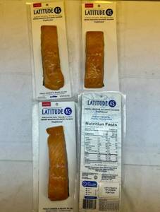 lot 28 image: E. 4x 4oz 45 Latitude 45 Smoke Roasted Atlantic Salmon-Ready to Eat