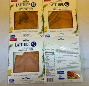 lot 30 image: E. 4x 40z Latitude 45 Smoked Atlantic Salmon Gravlax Style-Sliced & Ready to Eat