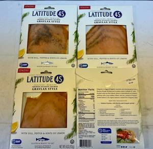 lot 31 image: E. 4x 40z Latitude 45 Smoked Atlantic Salmon Gravlax Style-Sliced & Ready to Eat