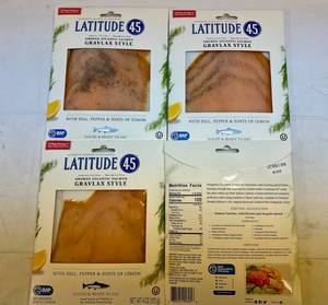 lot 32 image: E. 4x 40z Latitude 45 Smoked Atlantic Salmon Gravlax Style-Sliced & Ready to Eat