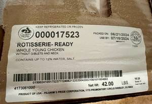 lot 36 image: E. 42lb Rotisserie Ready Whole Chickens