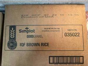 lot 38 image: B. 40lbs Simplot GoodGrains IQF Brown Rice-Cooked & Frozen