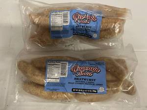 lot 60 image: K. 2x 1lb 12oz Wisconsin Maid Natural Casing Bratwursts