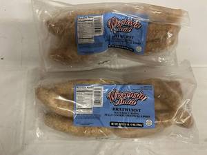 lot 61 image: K. 2x 1lb 12oz Wisconsin Maid Natural Casing Bratwursts