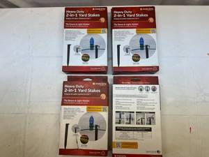 lot 173 image: MM. 4x Heavy Duty 2-in-1 Yard Stakes