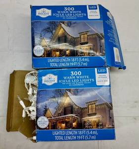 lot 180 image: MM. 2x 300 Warm White Icicle LED Lights