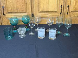 lot 14 image: Lot of Assorted Glassware Including Wine Glasses and Tumblers