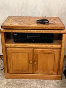 lot 4 image: Sony SACDDVD Player with Oak Media Cabinet