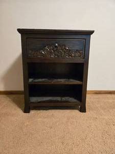 lot 113 image: Wooden Nightstand with Drawer and Shelves