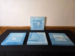 lot 116 image: Set of 4 Seascape Canvas Paintings