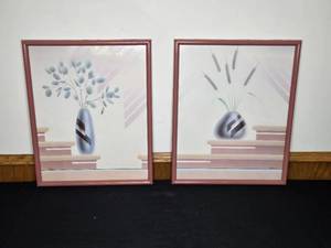 lot 120 image: Tudor Mironescu Framed Vase Art Prints - Set of 2