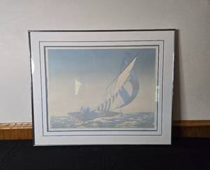 lot 132 image: Signed & Numbered L. Cardenas Lithograph - Sailboat