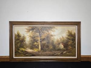 lot 134 image: Framed Landscape Painting by R. Hansen - 32x56