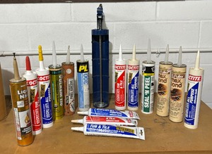 lot 96 image: Caulk and Abrasives Gun with Caulks and Abrasives