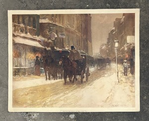 lot 152 image: Winter Night Fall in the City Unframed Print by Childe Hassam