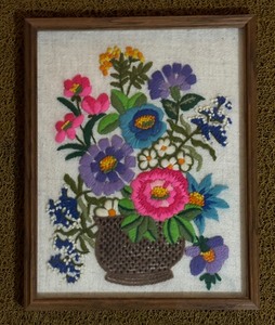 lot 153 image: Bright and Beautiful Vintage Needlepoint Artwork