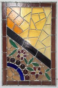 lot 20 image: Vintage Wood Framed Decorative Stained Glass