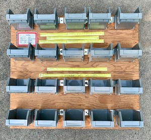lot 27 image: Mounted Plastic Shop Hardware Storage Bins