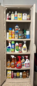 lot 245 image: Cabinet with Lots of Household and Garage Chemicals