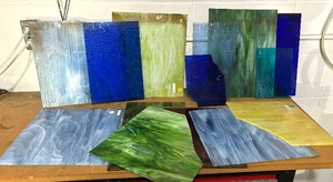 lot 247 image: Stained Glass Sheets and Pieces