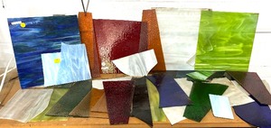 lot 256 image: Stained Glass Sheets and Pieces