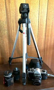 lot 307 image: Ambico Adjustable Height Tripod, Asahi Pentax Camera, Vivitar Lens and More