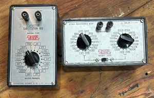 lot 48A image: Eico Capacitor 1120 Substitution Box and Eico 1100 RTMA Resistance Box