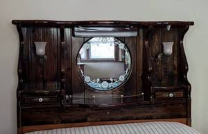 lot 206 image: Vintage Wood Queen Headboard