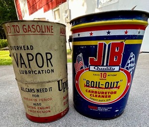 lot 384 image: Two Vintage Oil Cans Shop Decor