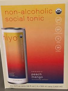lot 23 image: 2 back - Hiyo Organic Peach Mango Non-Alcoholic Social Tonic 8-Pack