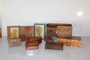 Vintage Decorative Boxes & Shelf