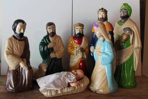 Vintage Blown Plastic Nativity Figures