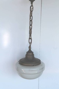 Bronze & Milk Glass Pendant Fixture