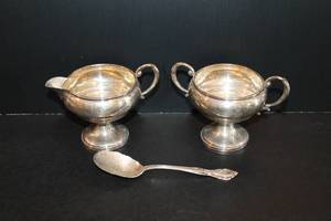 Classic Sterling Silver Creamer, Sugar Bowl & Spoon