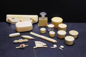 Celluloid Cosmetics Jars, Perfume Bottle & More