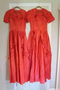 1940s Coral Satin Dresses