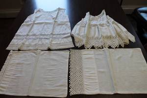 Childrens Antique Cotton Lace Dresses & Pillowcases